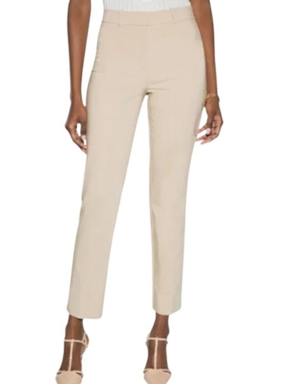 white house black market slim ankle stretch pant kahki